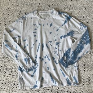Les Tien Tshirt tie dye crew long sleeve tee mens White (large) heavy casual